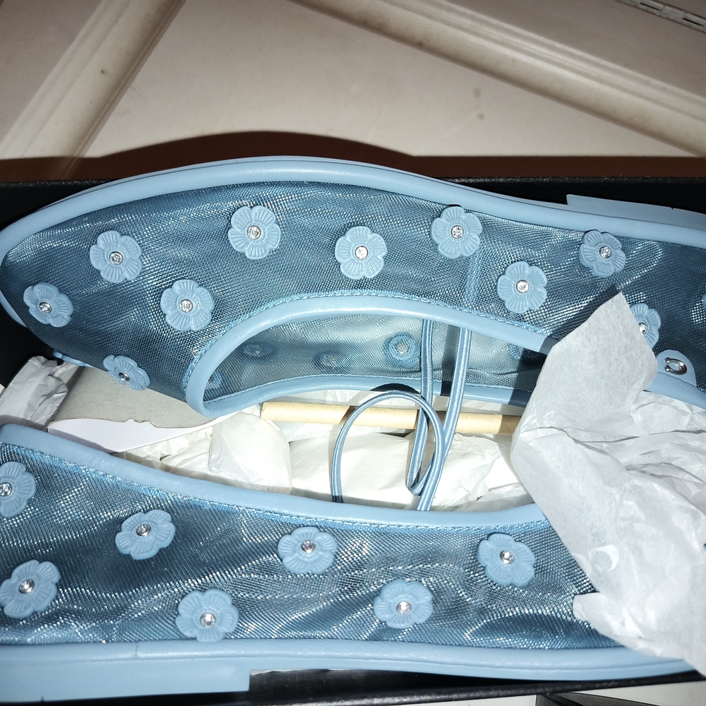 Coach Emilia -Bluebell Floral Mesh Flats Size 8